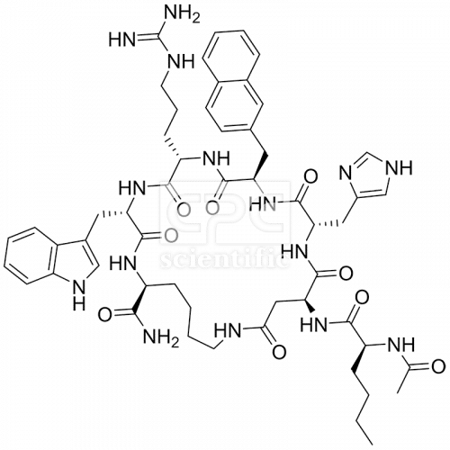 Acetyl-(Nle4,Asp5,D-2-Nal7,Lys10)-cyclo-alpha-MSH (4-10) amide MSH-002