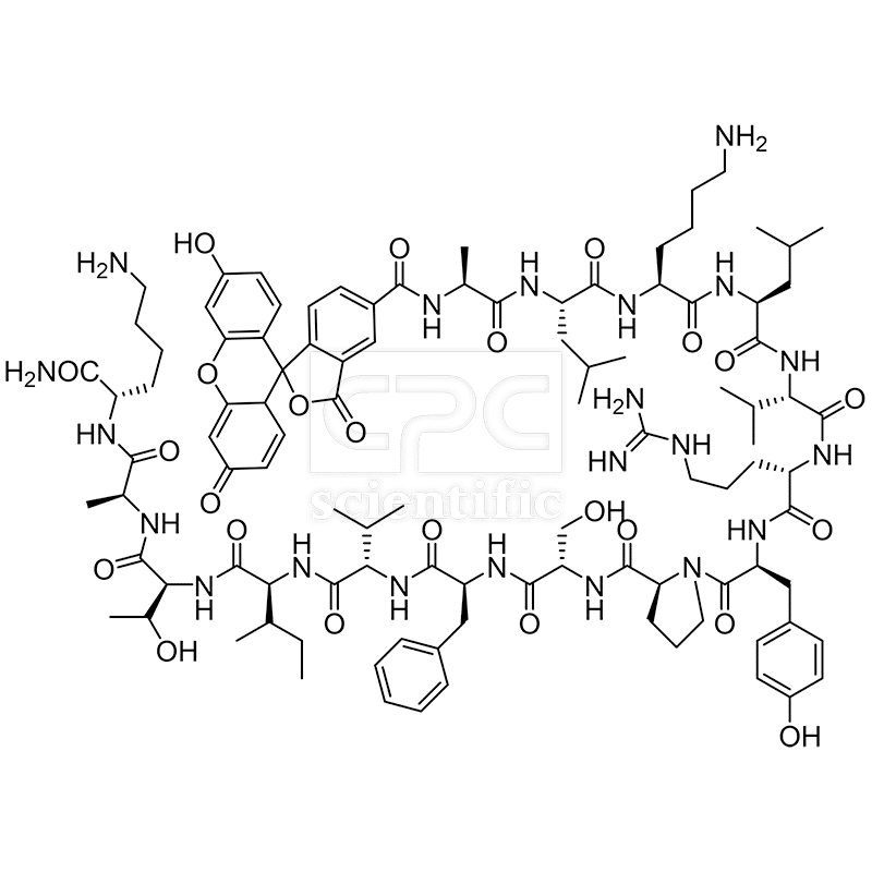 5FAM-Ala-Leu-Lys-Leu-Val-Arg-Tyr-Pro-Ser-Phe-Val-Ile-Thr-Ala-Lys-NH2
