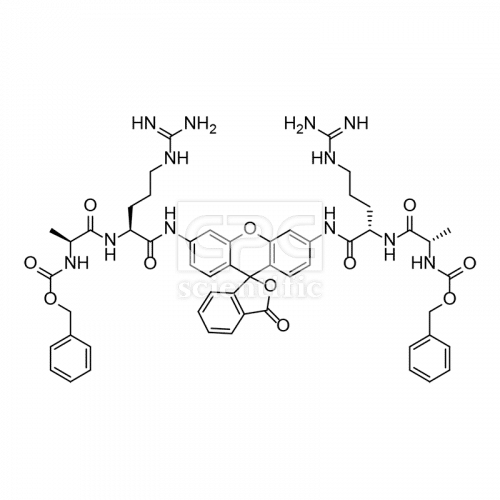 Rhodamine 110, bis-(CBZ-L-alanyl-L-arginine amide)