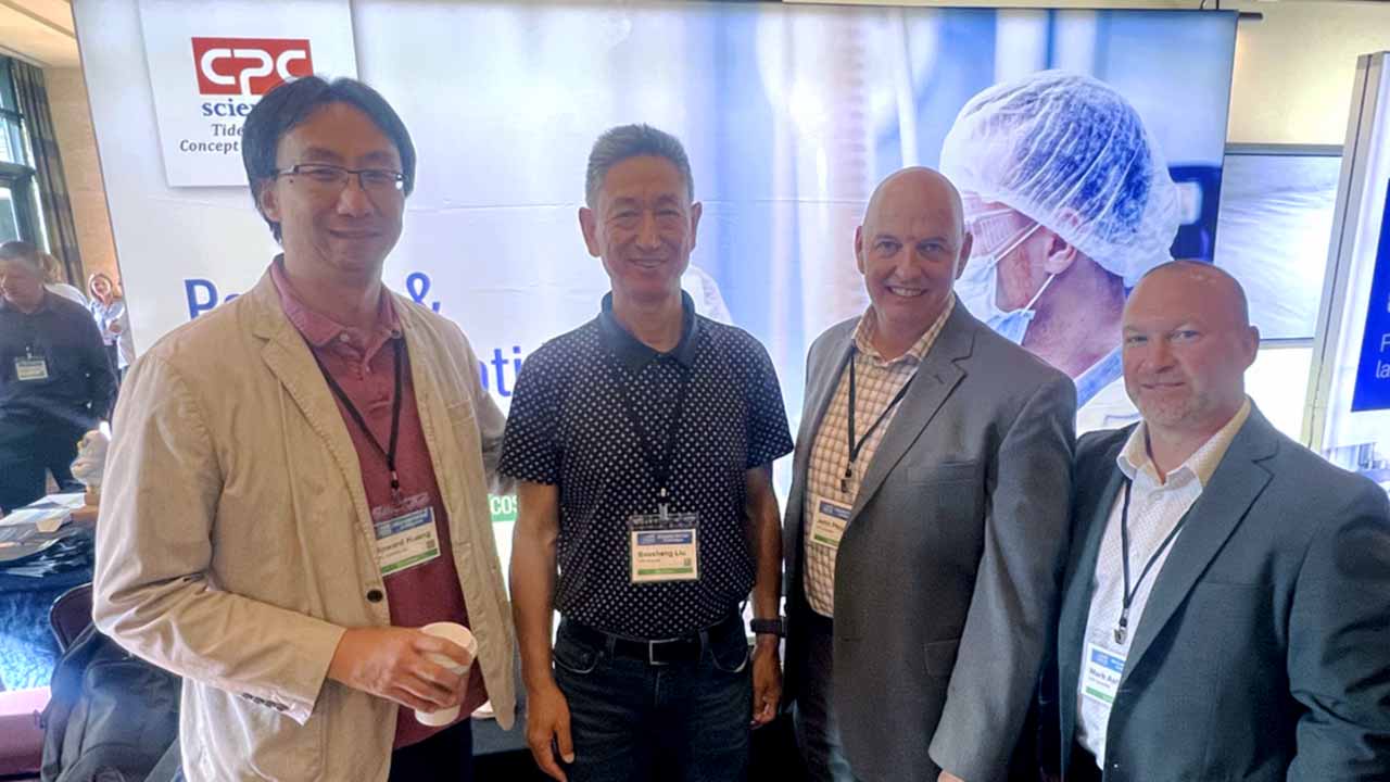 CPC Scientific attends Boulder Peptide Symposium 2025 as a Gold Sponsor, with Howard Huang, Baosheng Liu, John Phipps, and Mark Ashley